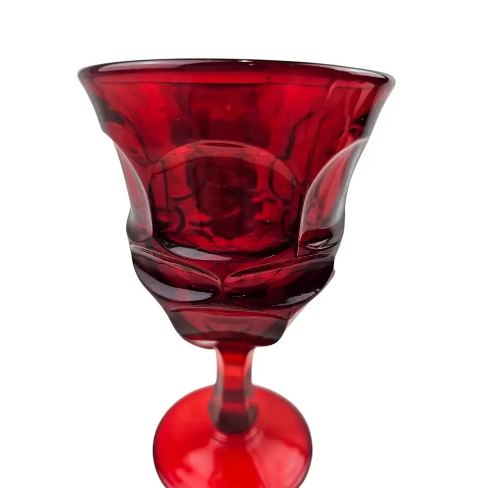 Vintage Fostoria Argus Ruby Red Wine Glasses 6